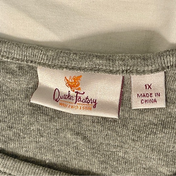 NWOT Ladies Quacker Factory Embroidery Beaded 100% Cotton 1x TShirt - Picture 4 of 13